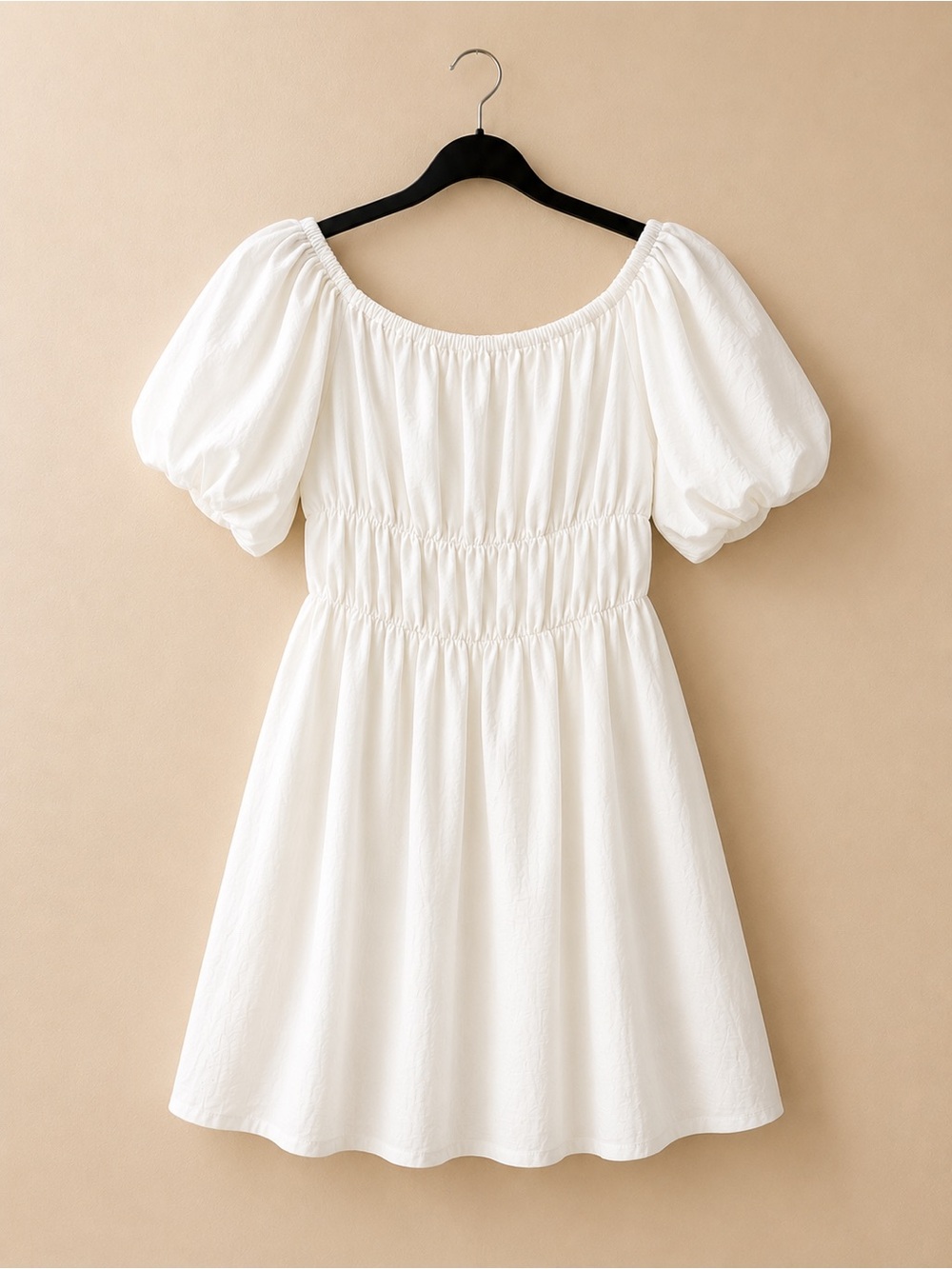 Hot Pink & White Puff Sleeve Smocked Mini Dresses | Cottagecore | - Picture 3 of 3